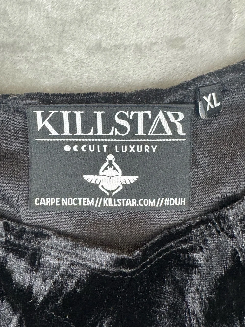 Killstar Midnight Velvet Long Sleeve Crop Top Black Crushed Velvet Goth Emo XL - Picture 6 of 9
